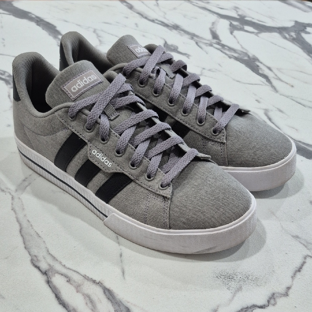 Adidas Canvas Daily 3.0 M Sneakers, Size 9 Dove Gray, Black, & White